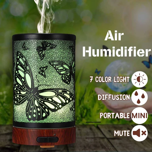 Butterfly Pattern Air Humidifier Essential Oil Diffuser Iron Art