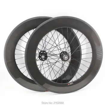 

New 700C 88mm clincher rims track fixed gear bike aero 3K UD 12K full carbon fibre bicycle wheelset 20.5 23 25mm width Free ship