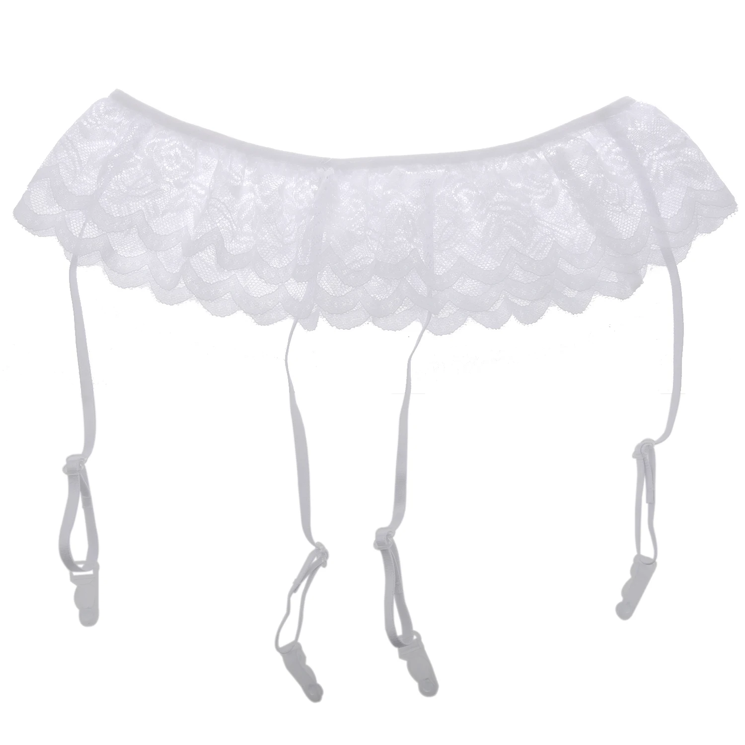 Sheer Double layer Lace Garterbelt Garter Belt Skirt Whitein Tights