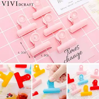 

4colors Plastic Paper Clip Pink Clamp Office School Paper Bills Receipt Organizer Test Paper Finishing Clip Student Stationery
