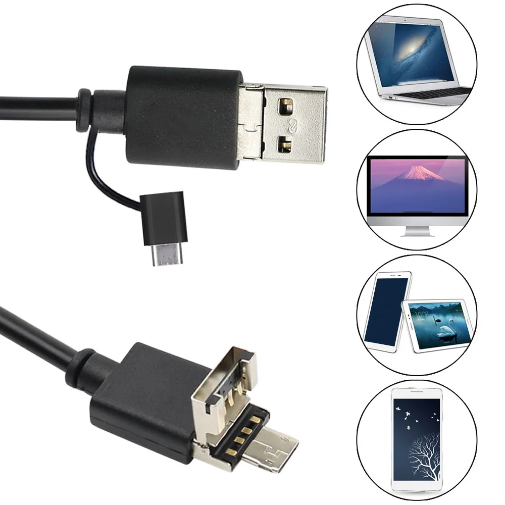 3-in-1 Micro USB Type-C Endoscope Inspection Borescope Camera HD 5.5mm Built-in 6 Adjustable LED Lights 20M Cable Waterproof inspection camera mini endoscope camera