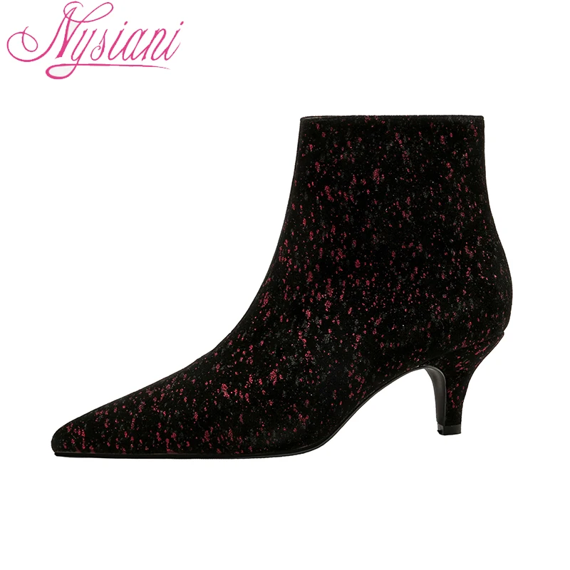

2018 Fashion Women Ankle Boots High Heels Brand Designer New Autumn Pointed Toe Thin Heels Ladies Short Boots Shoes Nysiani