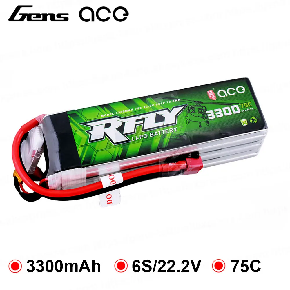 Gens ace RFly 3300mAh 6S 22,2 V 75C Max 150C Lipo батарея с XT60 Dean T вилкой для Traxxas лодки Heli с фиксированным крылом беспилотного самолета