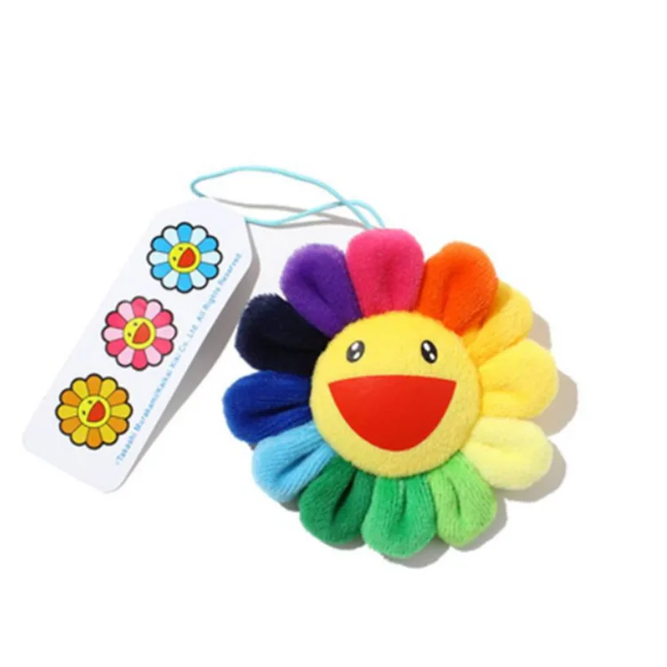

Colorful sunflower Brooch Pendant Colorful Flower Plush Stuffed Toy Dolls Cartoon Smile Pin Badge Birthday Gift