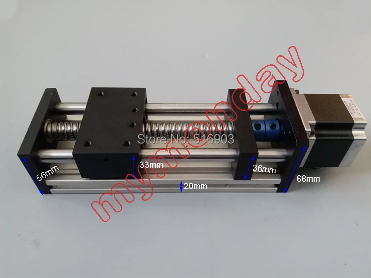 

Free Shiping GGP1605 Linear Guide Motion Module 100mm Effective Travel Length Ballscrew Sliding Table Rail System+ Nema23 Motor