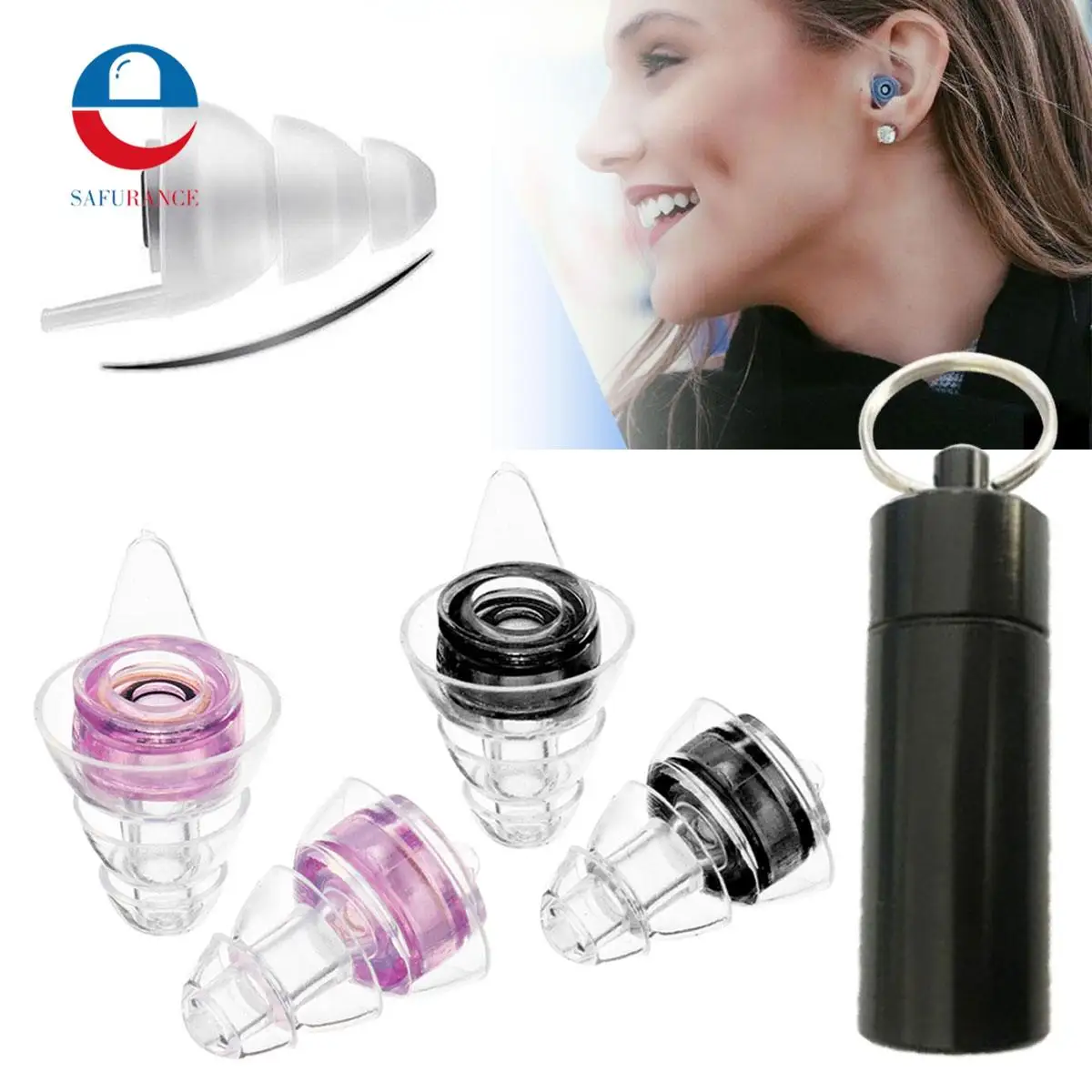 

2 Pairs 20db Noise Cancelling Hearing Protection Earplugs Reusable Waterproof Silicone Ear plugs For Sleep Musician