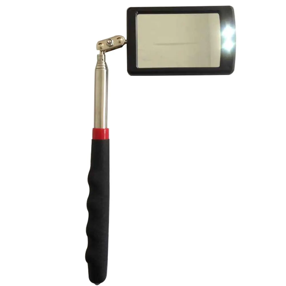 TELESCOPIC INSPECTION MIRROR 2 LED BRIGHT LIGHT EXTENDS SOFT CUSHION GRIP DIY
