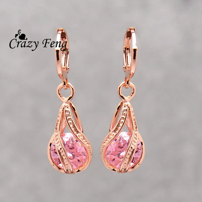 

Free shipping Fashion New Women/Girl's Gold-color 4 Colors CZ Pierced Dangle Drop Earrings Jewelry Mother's Day Gift