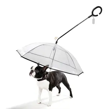 

Transparent PE Pet Umbrella Keeps Pet Dry Comfortable In Rain Snowing Sleet Convenient Umbrella Rain Gear With Dog Leads