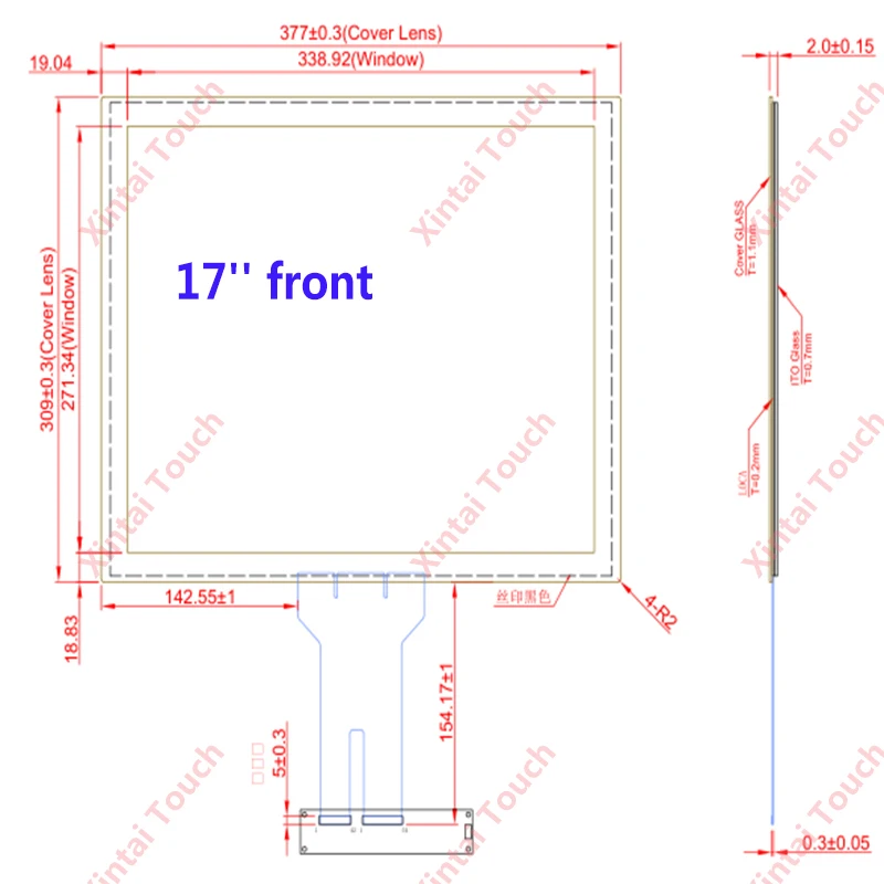 Xintai Touch 17 дюймов 5:4 соотношение проецируемый емкостный дисплей экран панель с 10 сенсорными точками Plug& Play