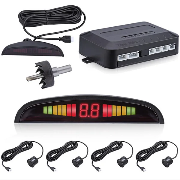

Car Auto Parktronic LED Parking Sensor with 4 Sensors LED Display Buzzer Voice Car Reversing Radar Monitor Detector Alarm System