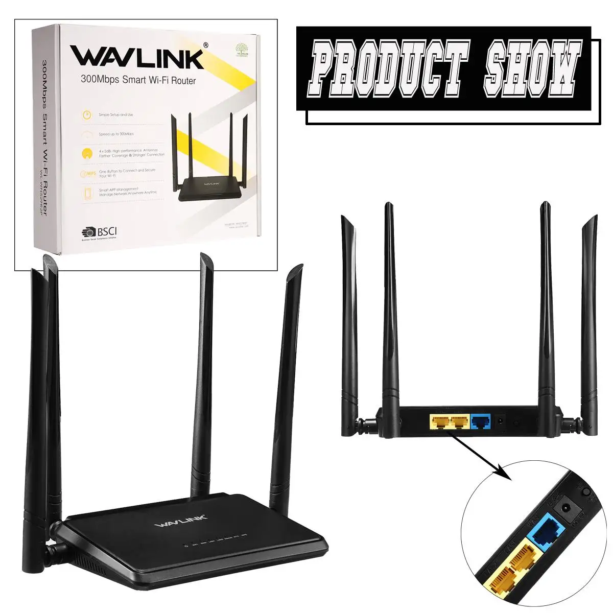 

LEORY WAVLINK 802.11N 300Mbps Omni Antenna Wireless Smart Router Range Extender wifi signal amplifier with External Antennas Hot