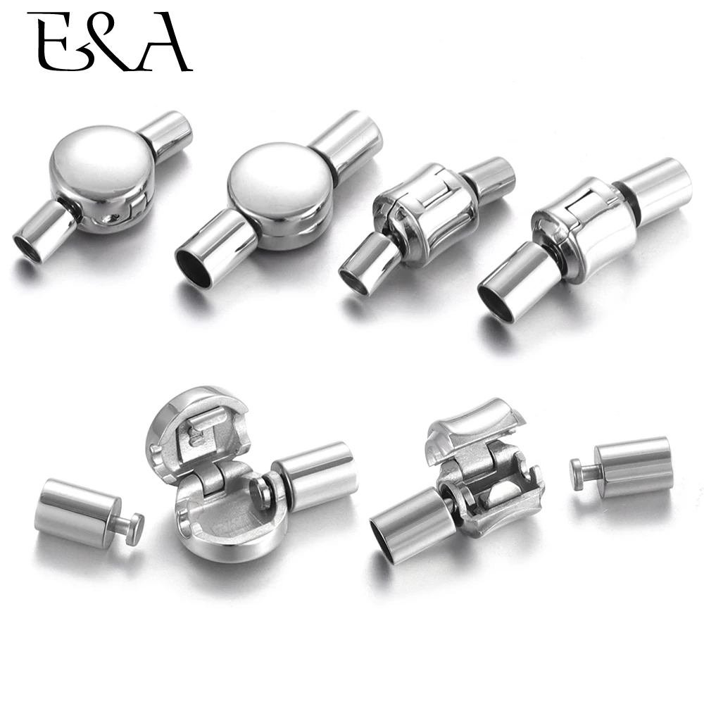 

Stainless Steel Clasps European Clips with End Caps Stopper Hole 3mm 4mm Fit DIY PAN Bracelet Necklace Jewelry Making Supplies