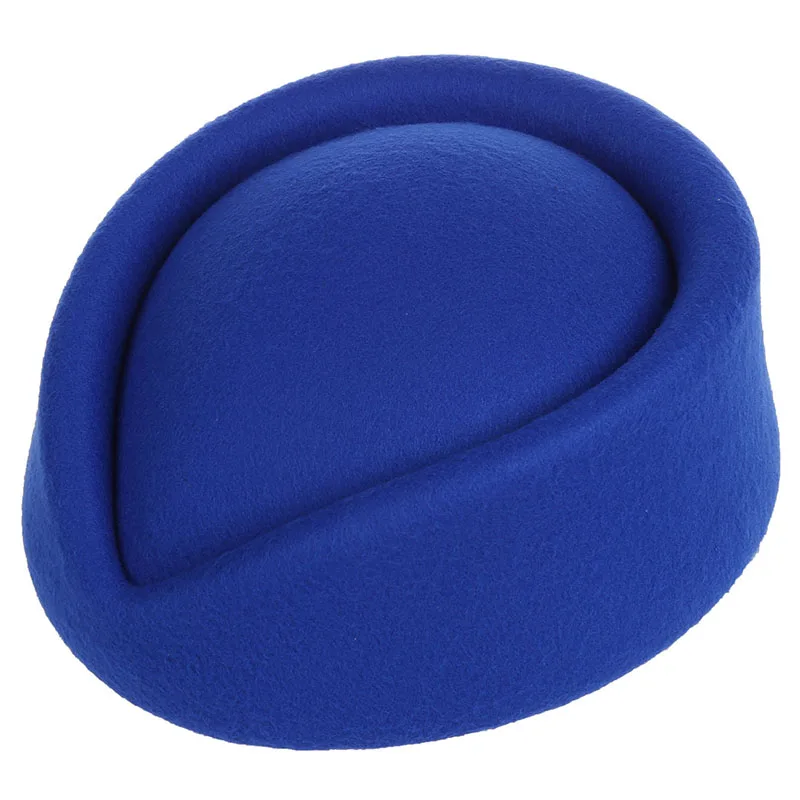 

MYTL New Elegant Wool Felt Pillbox Stewardess Air Hostesses Beret Hat Party Base Cap (blue)