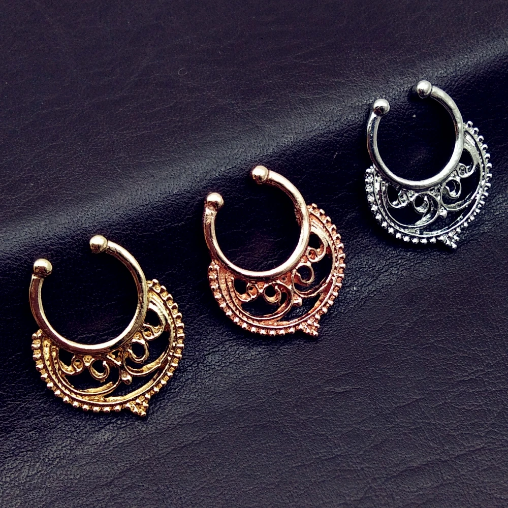

Fashion Nose Hoop Nose Rings Alloy Body Piercing Jewelry Fake Septum Clicker Non Piercing Hanger Clip On Jewelry