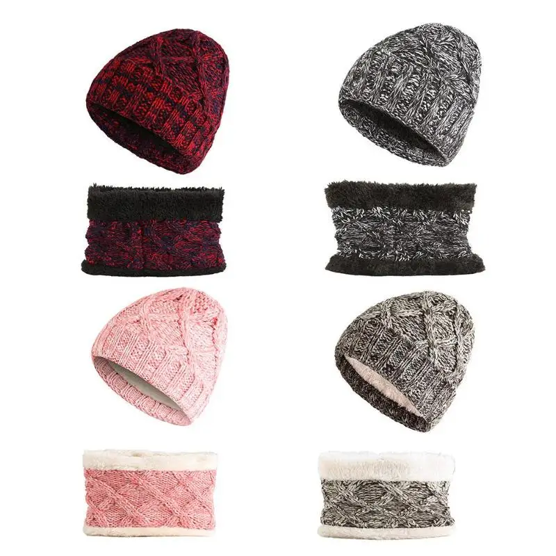 2 шт./компл./комплект, милые детские зимние теплые флисовые вязаные шапочки для девочек, шарф, подарок