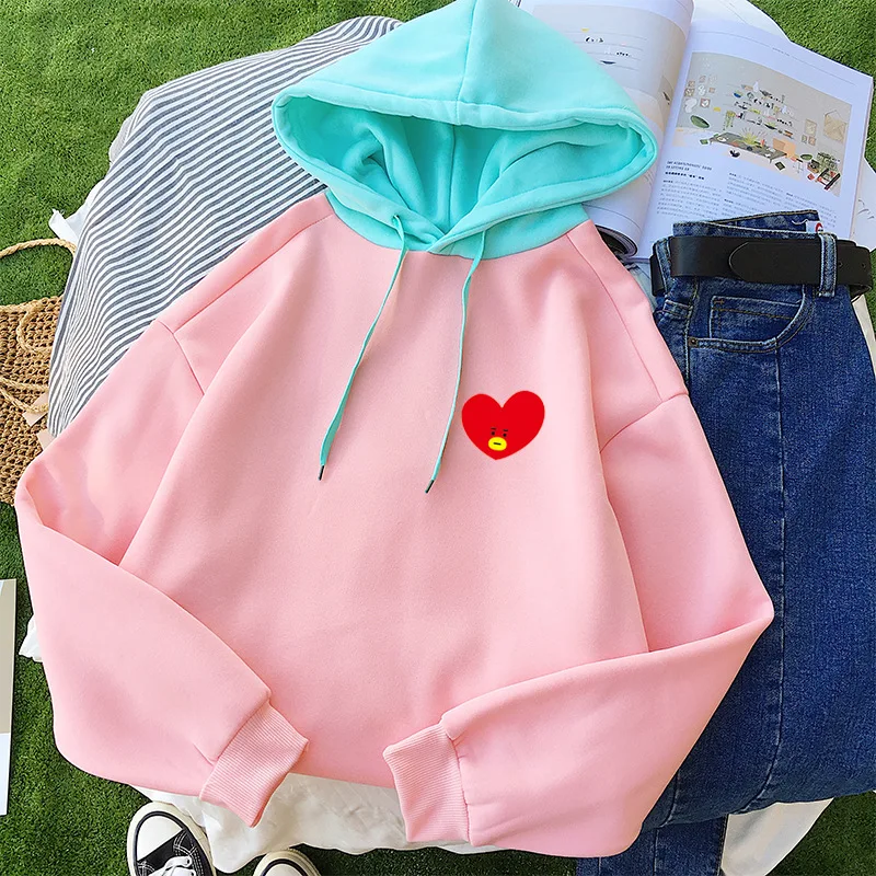 

kpop BTS loose hoodies women new tops Bangtan Boys fashion autumn warm fashion Splice hooded harajuku sweatshirts women clothes