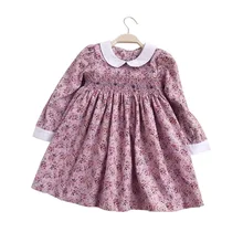 

autumn girl smocked dresses long sleeve baby girl clothes embroidery flower kids dresses for girl princess dress new year cosume