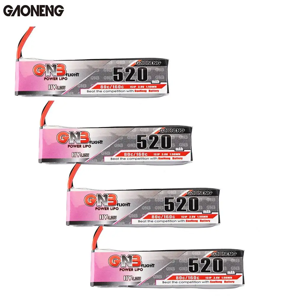 

2PCS/4PCS Gaoneng 3.8V 520mAh 80C 1S HV 4.35V PH2.0 Plug Lipo Battery for Emax Tinyhawk Kingkong/LDARC TINY Spare Part DIY