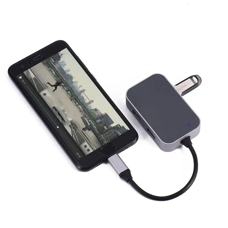 6в1 Usb 3 1 концентраторы типа C (Usb3.1) в Tf/Sd Hdmi адаптер + 2 Usb3.0 Af Usbc F концентратор Usb-C папа