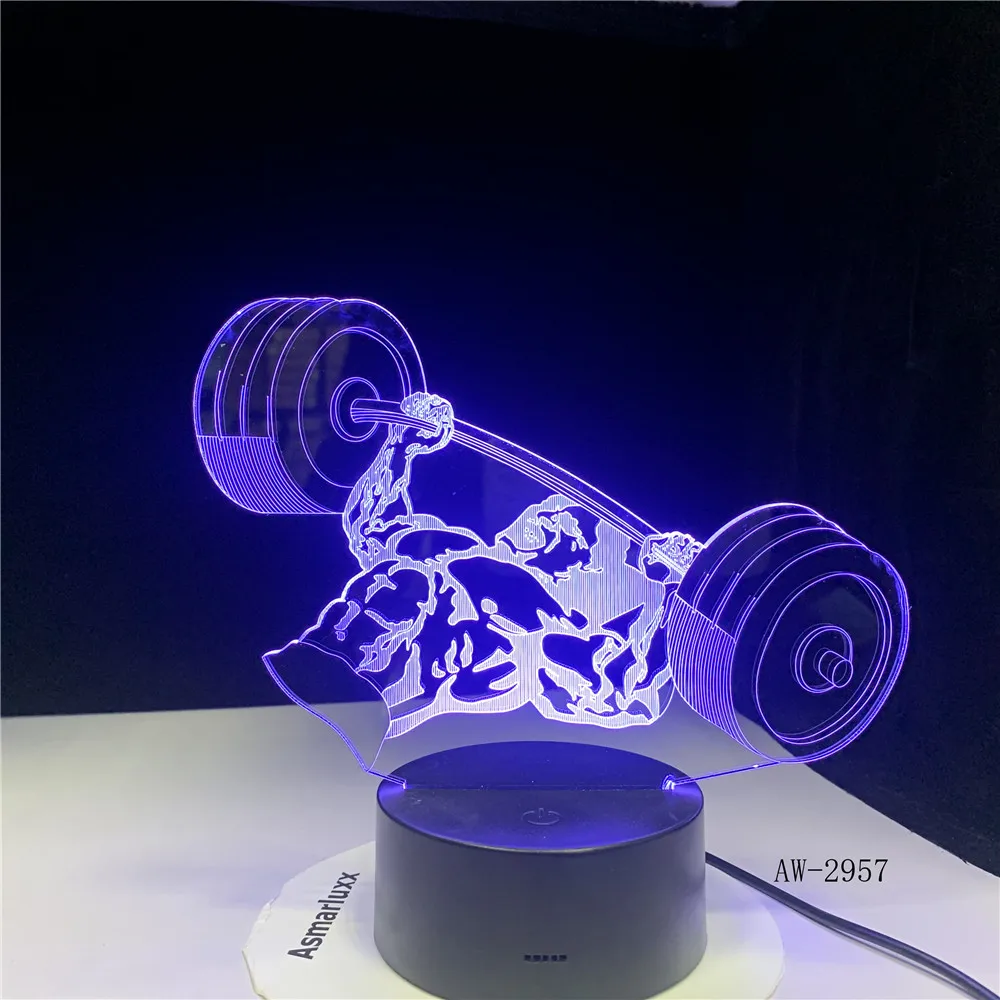 3D ночной светильник 7 цветов изменяющийся акрил USB новинка тяжелоатлетика