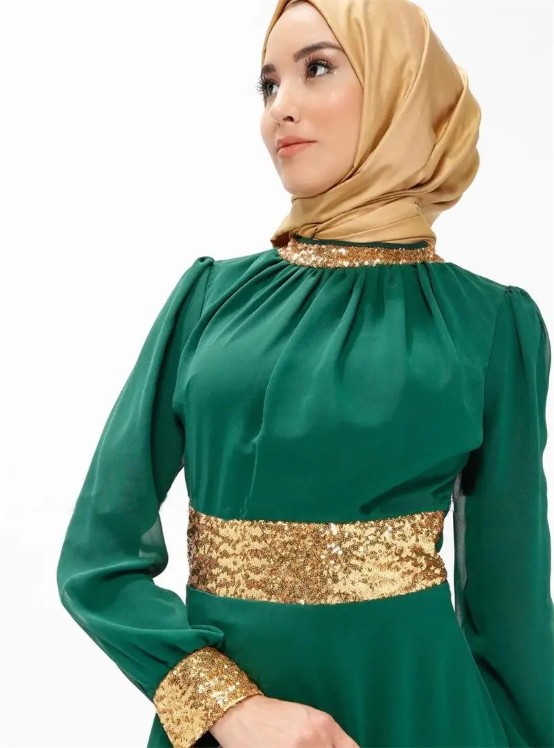 Женское платье Кафтан Abaya длинное с блестками для коктейлей|Мусульманская
