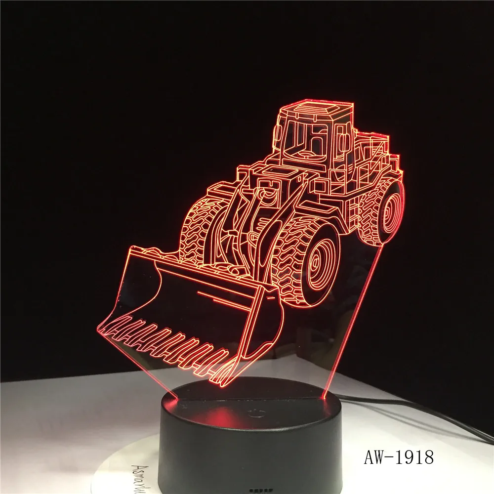 Бульдозер трактор грузовик автомобиль 3D ночник 7 цветов Изменение LED Настольная