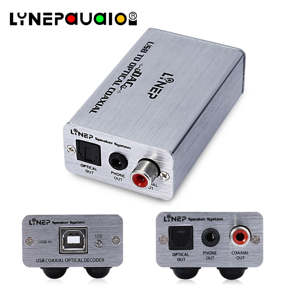 LINEPAUDIO DAC ASIO Sound Card Digital Decoding USB to Optical/Coaxial