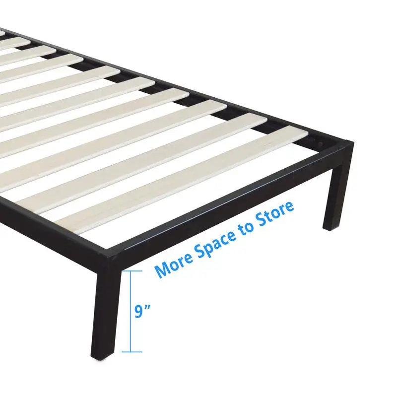Modern Full Size Metal Bed Frame Wood Slats Mattress Square Horizontal Bar Head Of Bed Iron Bed Twin Size Foundation Black Modern Full Size Metal Bed Frame Wood Slats Mattress Square Horizontal Bar Head Of Bed Iron Bed Twin Size Foundation Black