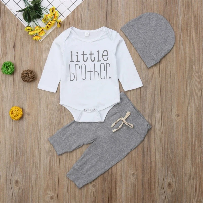 

3PCS Newborn Clothes Infant Letter Print Long Sleeve Romper+Pants Leggings Baby Boy Clothes Outfits Clothes Set Infant Clothing
