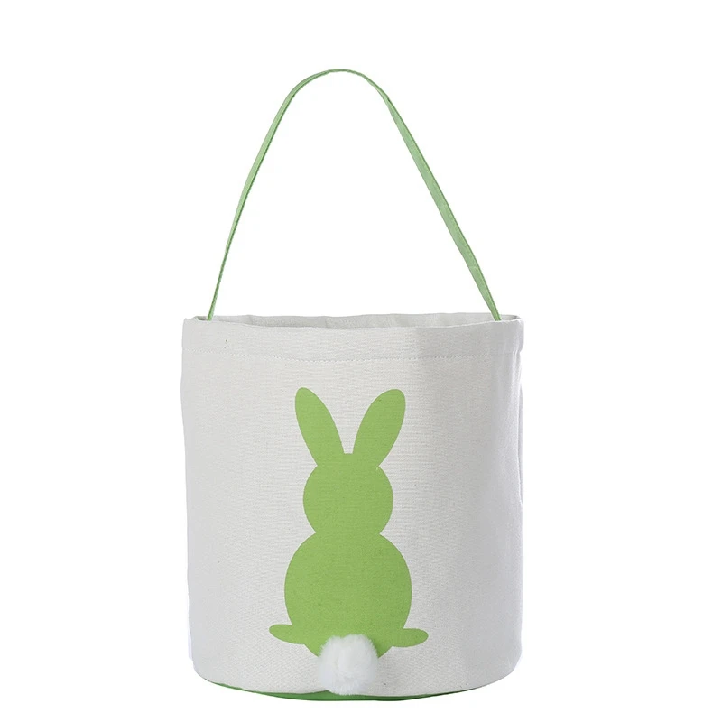 

CNIM Hot Easter Egg Basket Holiday Rabbit Bunny Printed Canvas Gift Carry Eggs Candy Bag Canvas
