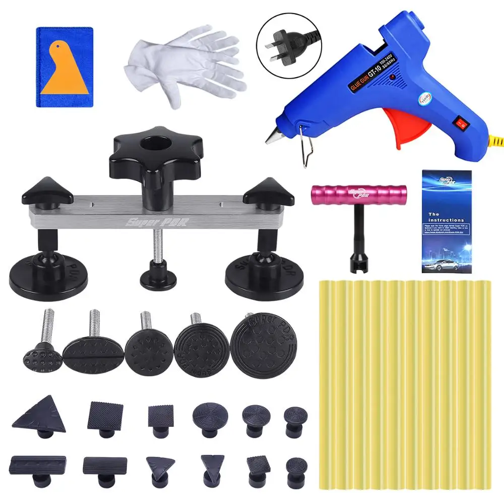 

Super PDR Tools Kit For Car Hot Adhesive Glue Gun For Hot Melt Glue Gun AU Plug Dent Puller Suction Cup Dent Pulling Bridge Sets