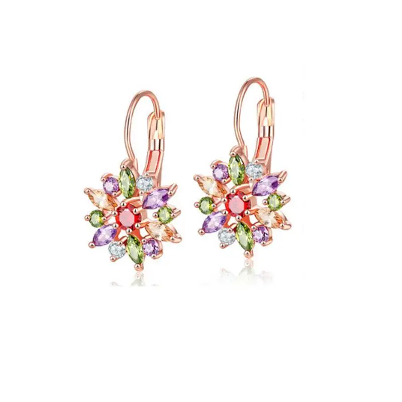 

2019 Fashionable Korean Exaggerated Earrings Personalized Zircon Colorful Sun Flower Earrings