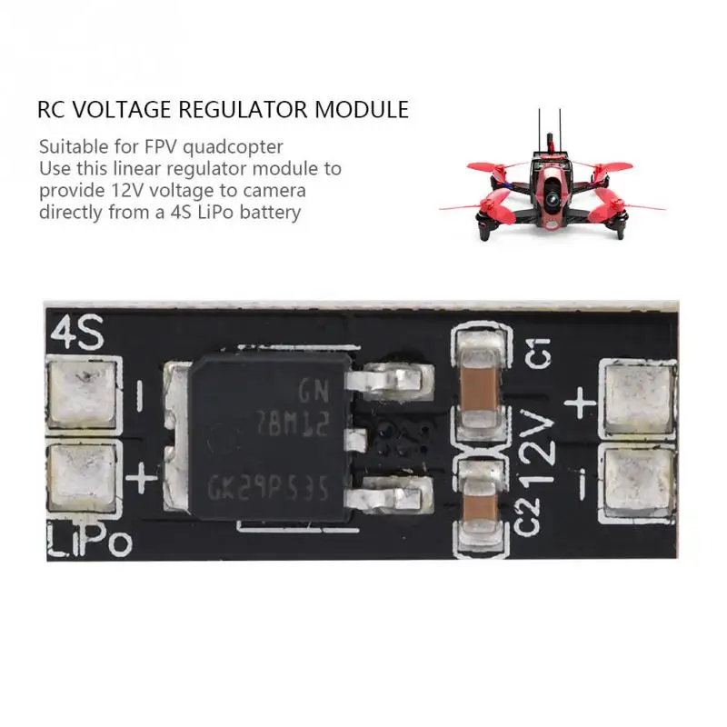 

Linear Voltage Regulator Module BEC 4S LiPo Output 12V for FPV Quadcopter Camera RC Accessory Linear Voltage Regulator Module