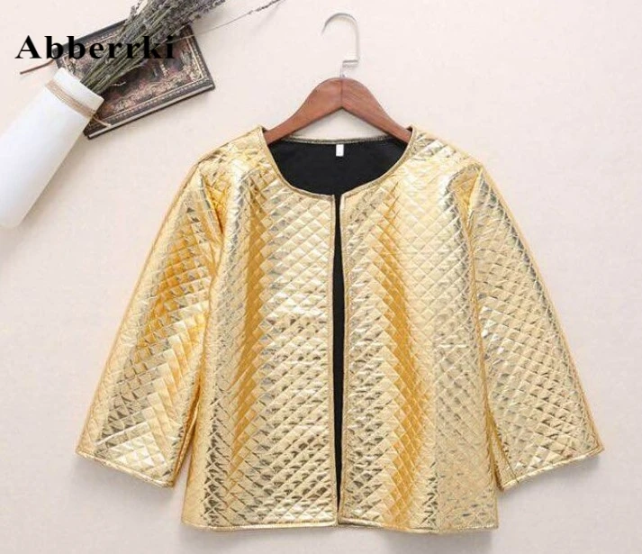 Promo  Fashion Gold Silver Sequins Zipper Bomber Jackets Women Short Jacket Spring Autumn Coats 2xl Casual