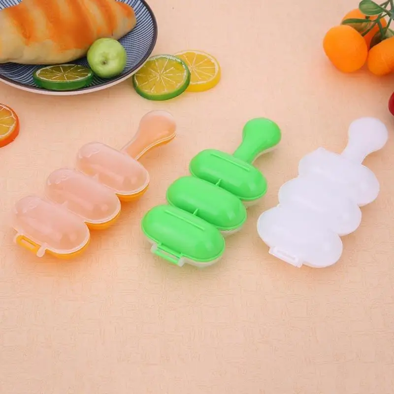 

1 Set DIY New Creative Ball Rice Ball Mold Sushi 3 Rolls Rice Ball with Spoon Bento Making Mold Kitchen Tools Accessories
