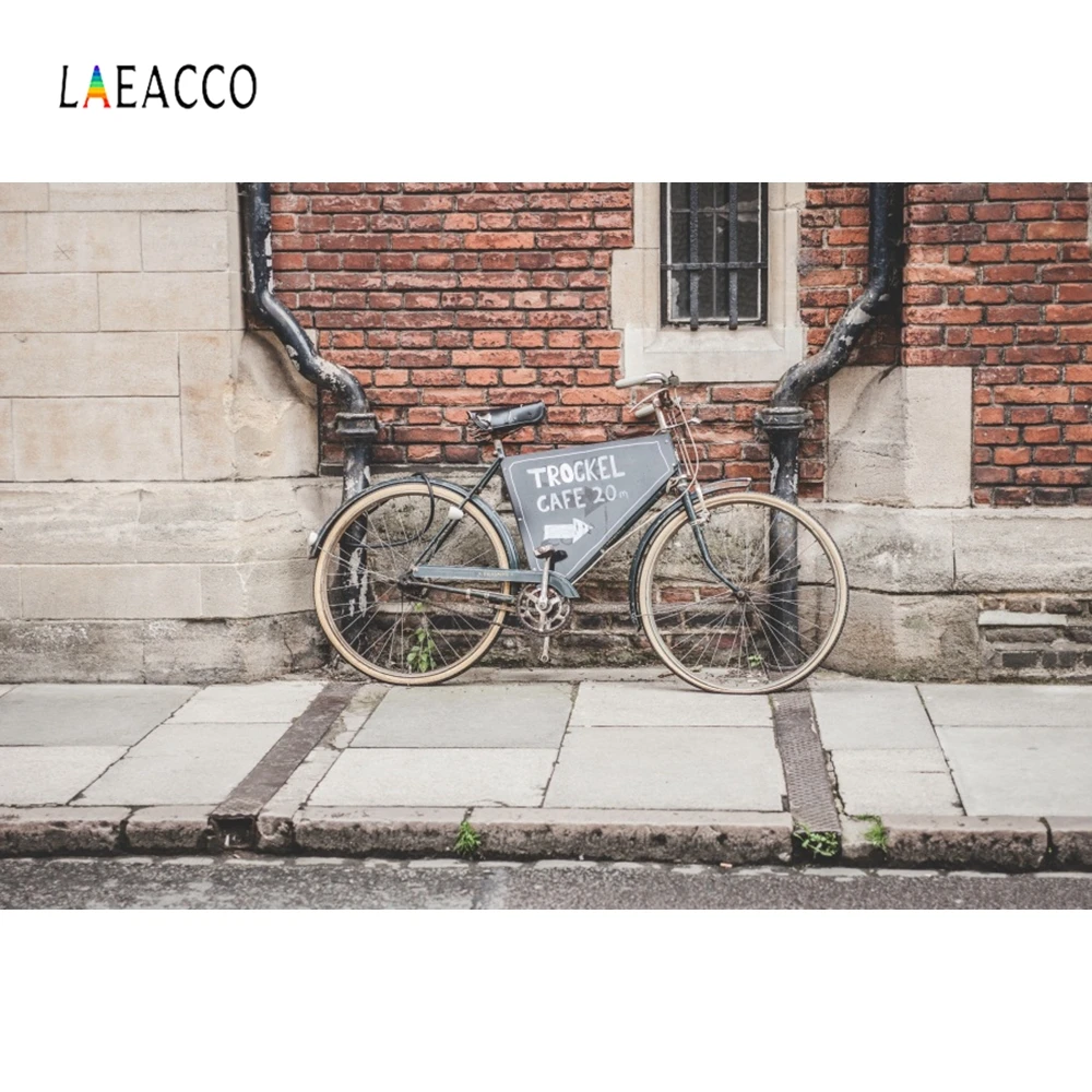 

Laeacco Retro Wall Bike Windows Backdrop Photography Backgrounds Customized Photographic Backdrop For Photo Studio