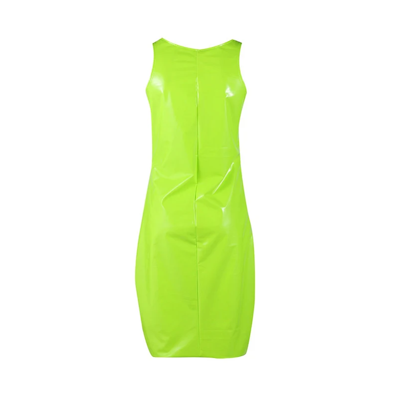 

Womens Tight Fitting SEXY PVC Leather Wet Look Tank Bodycon Dress Nightclub