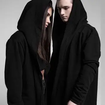 

New Fashion Women Men Unisex Gothic Outwear Hooded Coat Black Long Jacket Warm Casual Cloak Cape Hoodies Cardigans Tops Clothes