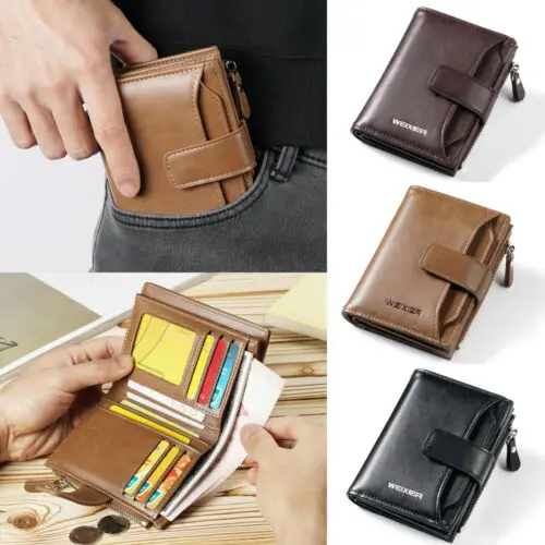 

Men's Black Business Leather Wallet Pocket Card Holder Clutch Bifold Slim Purse