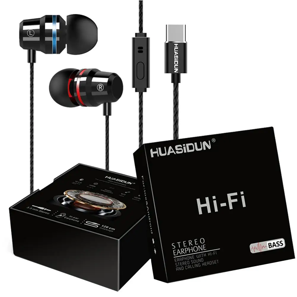 

Metal Wire Control Type-c Interface In-ear Headphones With Microphone Noise Reduction Stereo Subwoofer Music Sports Earphones