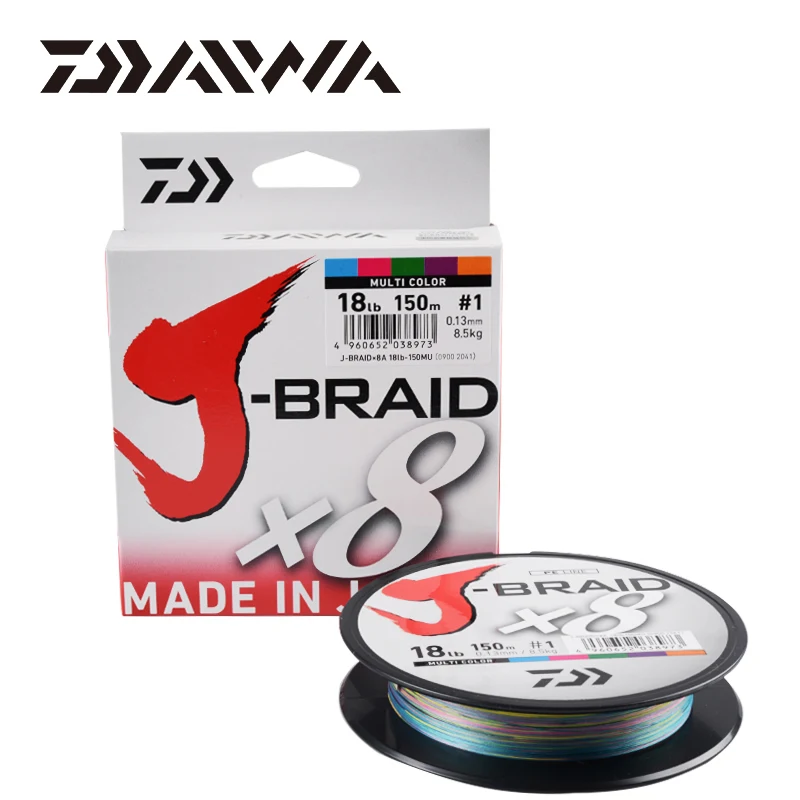 Оригинальная DAIWA 8 нитей PE леска J-BRAID X8 длина лески: 150 м 1,0#1,5# 18LB 25LB зеленый/травяной цвет сделано в Японии