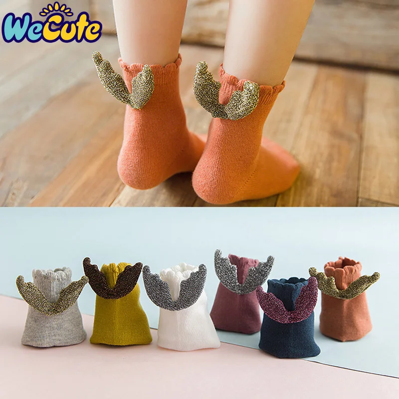 Wecute/короткие носки с маленькими крылышками для новорожденных; милые Креативные носки принцессы; хлопок; детские мягкие новые милые носки