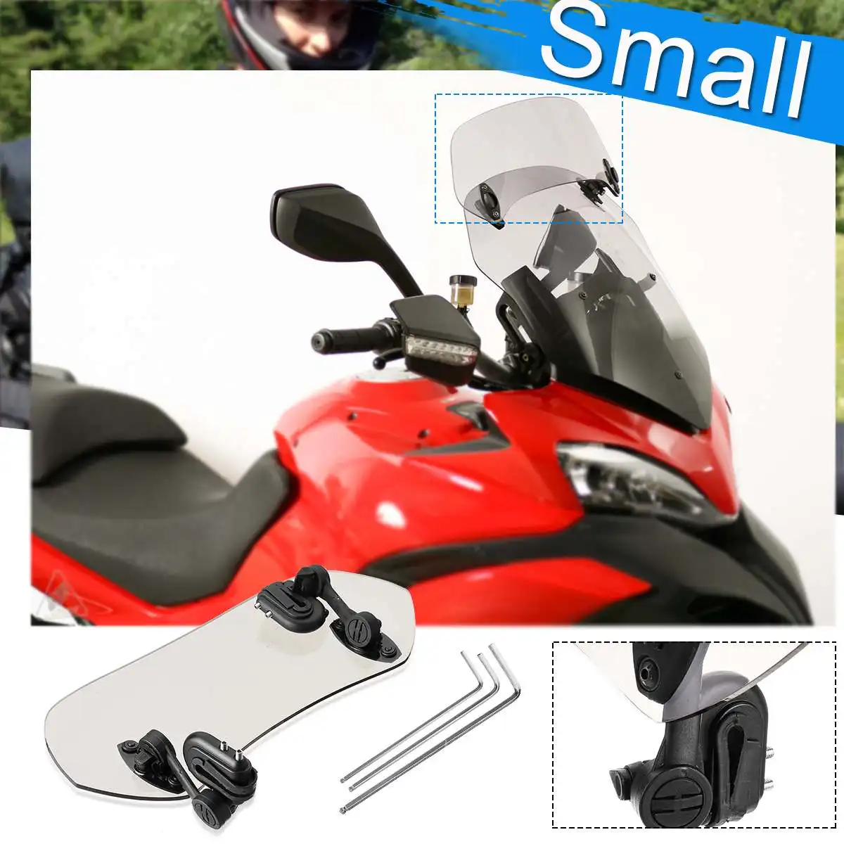 

Universal Acrylic Small Brown Motorcycle Windshield Airflow Adjustable Windscreen Extension Wind Deflector