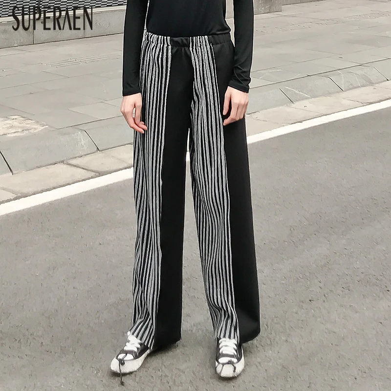 Black Y Elástico Casual Invierno Suelta Ancha Pantalones 2018 El La De Otoño Moda Largo Cintura Largos Femenina Nuevo Superaen Pierna CwXTHH