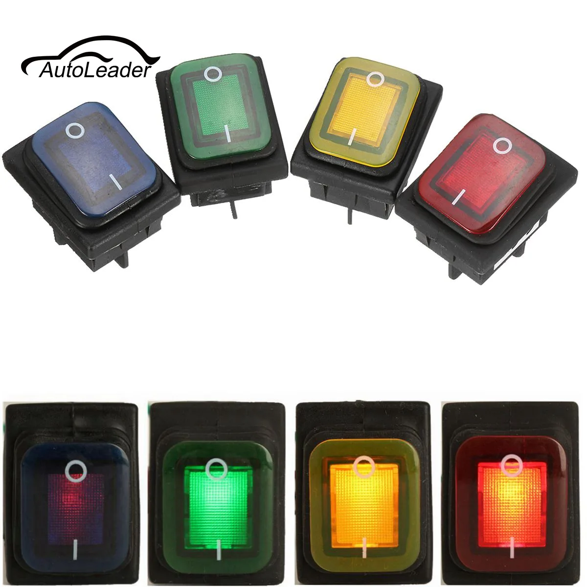 

1Pc 4Pin Rocker Switch With LED Light 16A 250VAC /20A 125AC DPST On/Off Car Boat Marine Waterproof