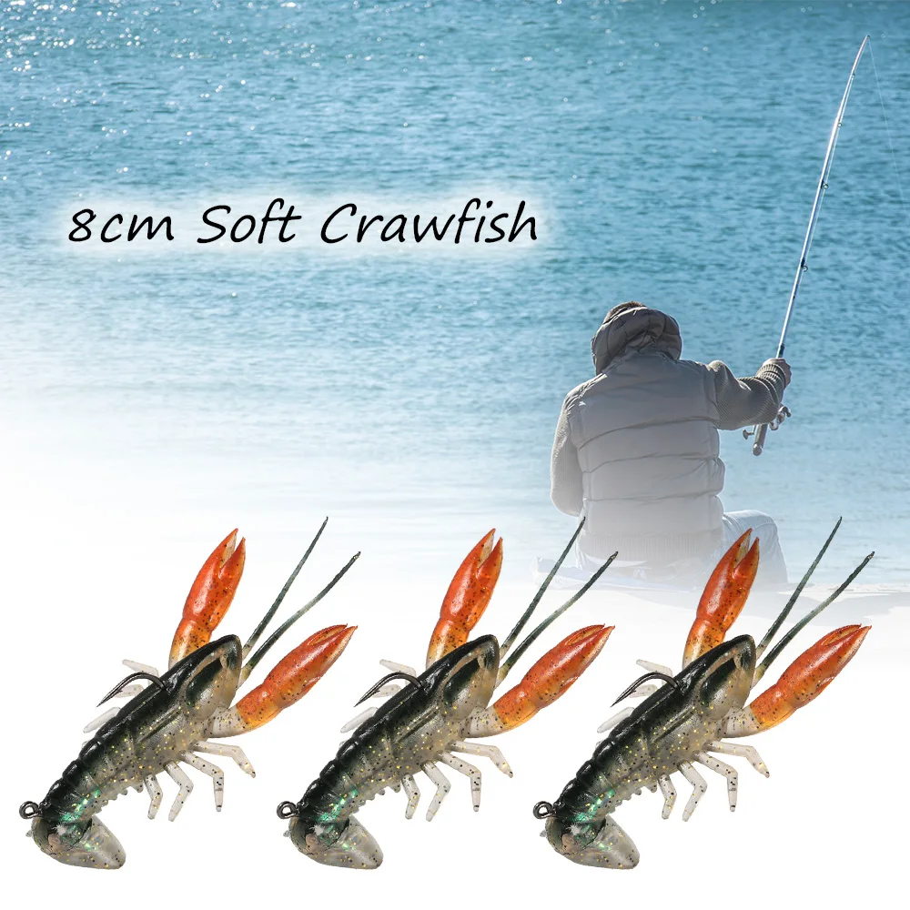 

Lixada 8cm / 14g Soft Crawfish Shrimp Lobster Claw Artificial Lure Bait Swimbait Floating Ice Fishing Bait Isca Pesca Soft Lures