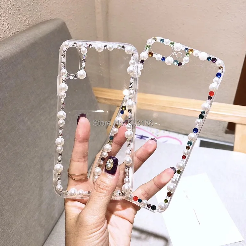 Чехол для телефона iPhone 11 Pro X XS Max XR 6 6s 7 8 Plus 5 5s SE 4 4s жемчужный чехол со стразами