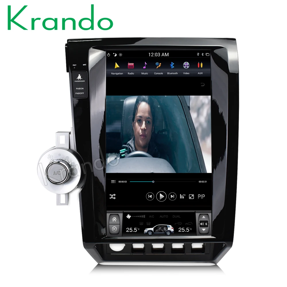 Best Krando Android 8.1 13.6" Tesla Vertical screen car audio radio gps navigation for Toyota tundra 2007-2011 multimedia system 2