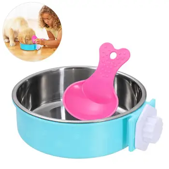 

Hanging Premium Plastic Pet Bowl Kit Water Bowl Food Scoop Cage Bowl for Dog Rabbit Cat